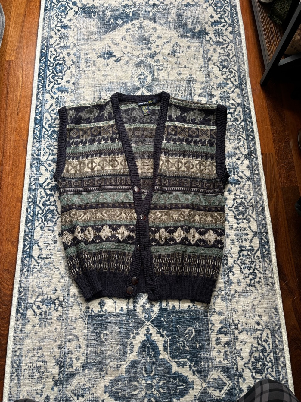 Pendleton Men's Navy, Olive & Brown Patterned Button-Up Vest